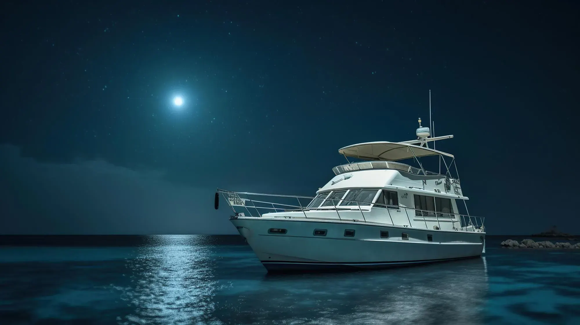 Luxus Yacht bei Sonnenuntergang